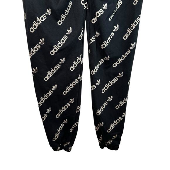 Adidas Originals Logomania Repeat Logo Track Pants Black Tan Small Blokecore Y2K - Picture 7 of 10
